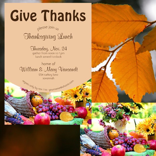Cornucopia Fruits Floraux Thanksgiving Invitation (Créateur téléchargé)