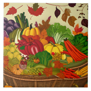 Cornucopia full of vegetables tile