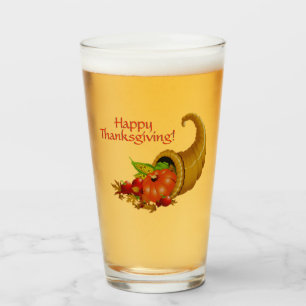 Cornucopia Happy Thanksgiving Glass