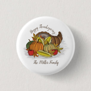 Cornucopia Harvest 1 Inch Round Button