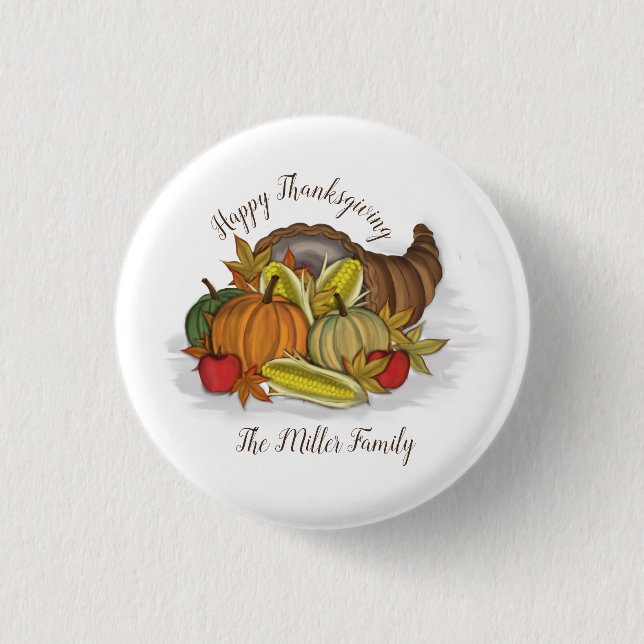 Cornucopia Harvest  1 Inch Round Button (Front)