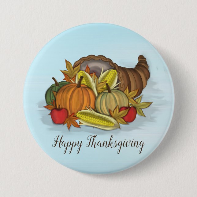 Cornucopia Harvest  3 Inch Round Button (Front)