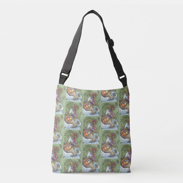 CORNUCOPIA HEN THANKSGIVING CHICKEN CROSS BODY BAG (Front)