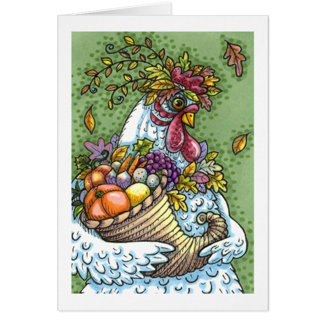 CORNUCOPIA HEN, THANKSGIVING CHICKEN HARVEST Blank (Front)