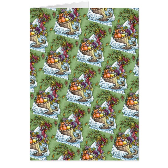 CORNUCOPIA HEN, THANKSGIVING CHICKEN HARVEST Blank (Front)