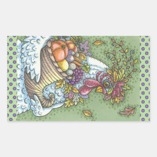CORNUCOPIA HEN, THANKSGIVING CHICKEN STICKERS Rec