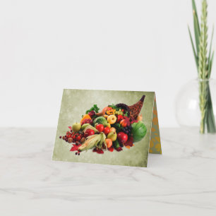 Cornucopia Horn of Plenty Happy Thanksgiving Holiday Card