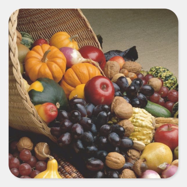 Cornucopia, Horn of Plenty Square Sticker (Front)