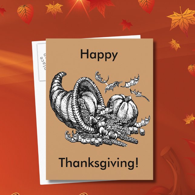Cornucopia Line Art Thanksgiving Holiday Postcard (Cornucopia Line Art Thanksgiving Holiday Postcard)