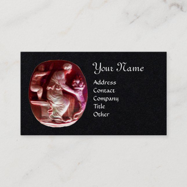 CORNUCOPIA  MONOGRAM  Anrique Red Black Paper Business Card (Front)