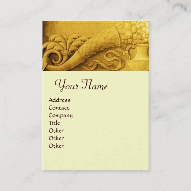CORNUCOPIA  MONOGRAM , bright gold yellow Business Card (Front)