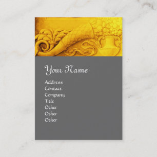 CORNUCOPIA  MONOGRAM , bright gold yellow,grey Business Card