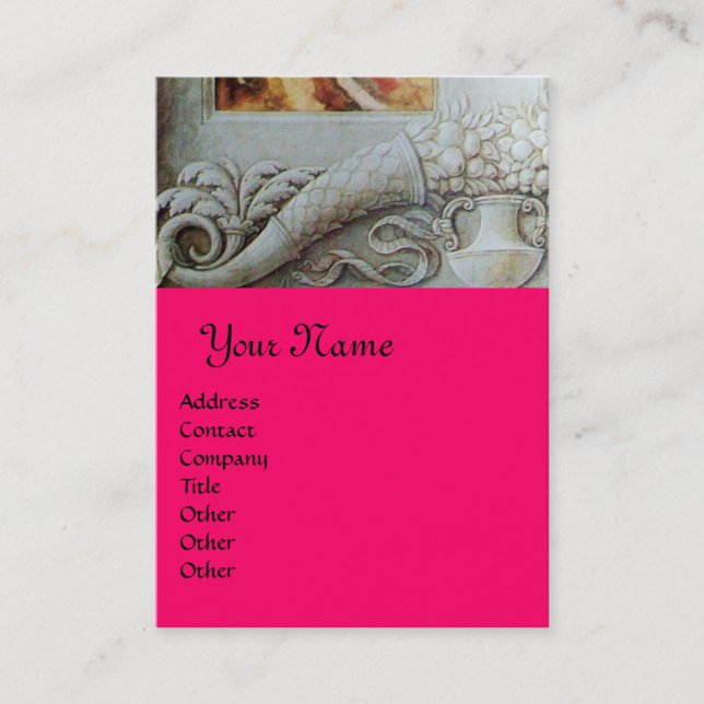 CORNUCOPIA  MONOGRAM, bright grey,fuchsia,pink Business Card (Front)