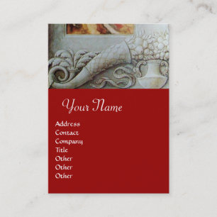 CORNUCOPIA MONOGRAM, bright grey,red Business Card