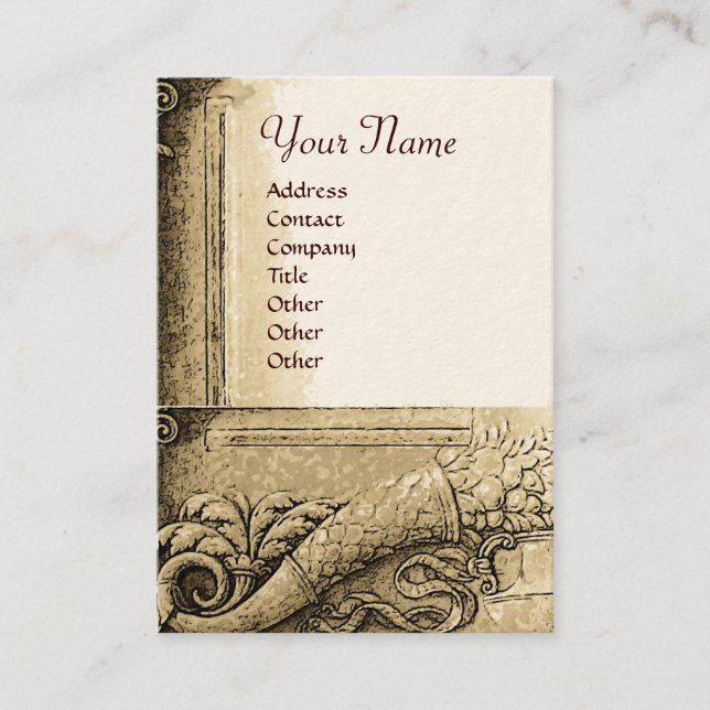CORNUCOPIA  MONOGRAM  Brown Sepia White Business Card (Front)