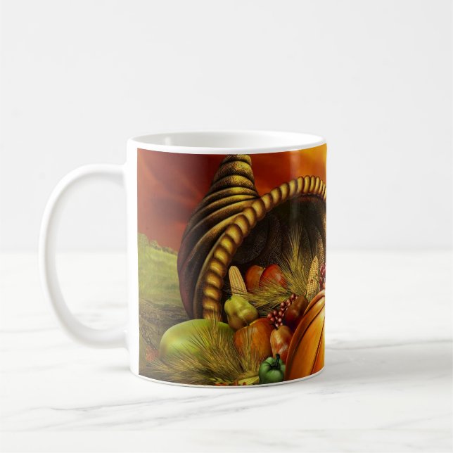 Cornucopia Thanksgiving Coffee Mug (Left)