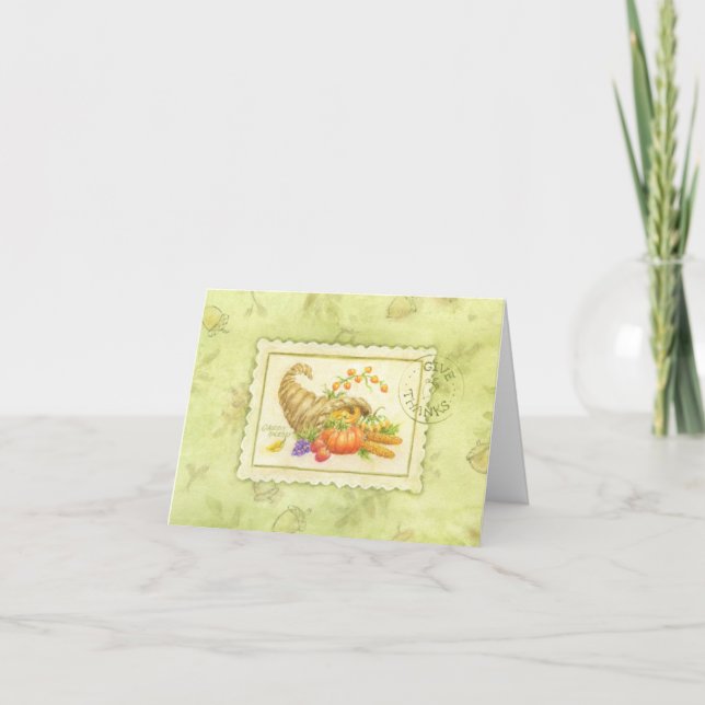Cornucopia Thanksgiving Greeting Card Give Thanks (Front)