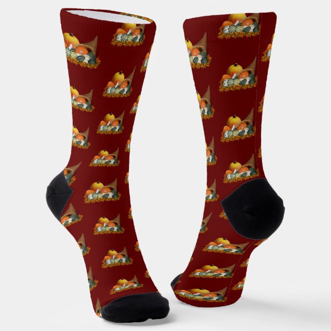 Cornucopia Thanksgiving Socks (Angled)