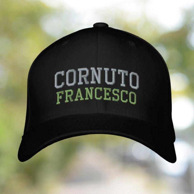 Cornuto Personalized embroidered cap (Personalized Cornuto Embroidered Hat - Funny Italian Sicilian heritage gift)