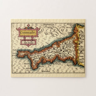 Cornwall, Cornwaile County England Antiquarian Map Jigsaw Puzzle