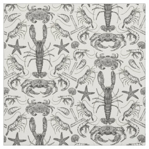 cornwall crustaceans damask black pearl fabric