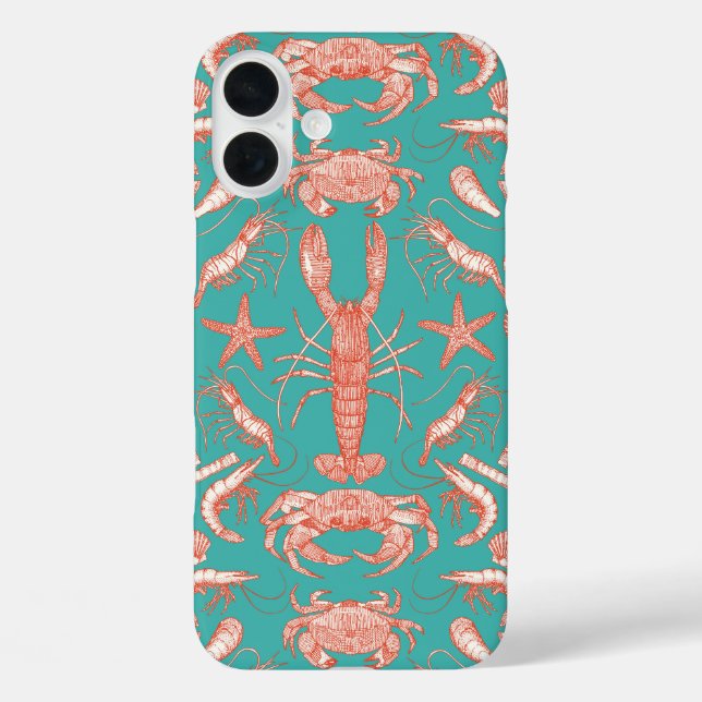 cornwall crustaceans damask cayenne verdigris Case-Mate iPhone case (Back)