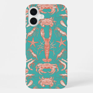 cornwall crustaceans damask cayenne verdigris iPhone 16 plus case