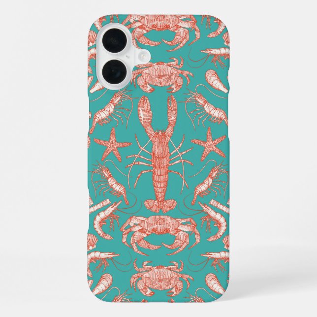 cornwall crustaceans damask cayenne verdigris iPhone case (Back)