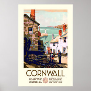 Cornwall Falmouth England UK Vintage Travel Poster