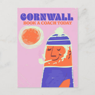 Cornwall fisherman vintage "take a coach" poster postcard
