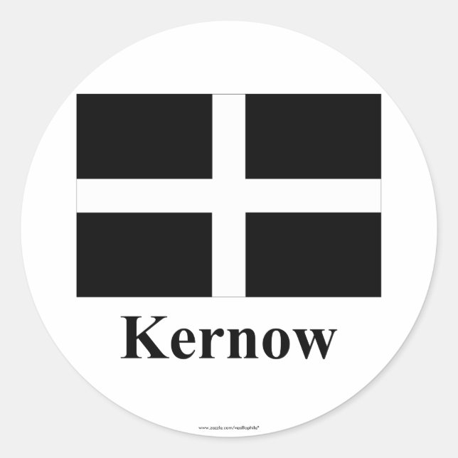 Cornwall Flag with Name in Cornish Classic Round Sticker (Front)