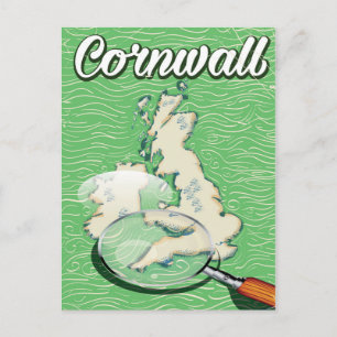 cornwall map vintage travel poster postcard