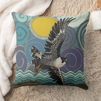 Cornwall peregrine falcon throw pillow