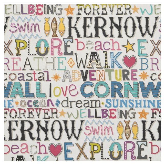cornwall typography fabric (Swatch)