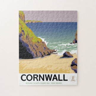 Cornwall Vintage style travel poster. Jigsaw Puzzle