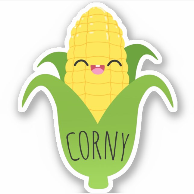 Corny Cute Corn on the Cob Foodie Sticker (Front)