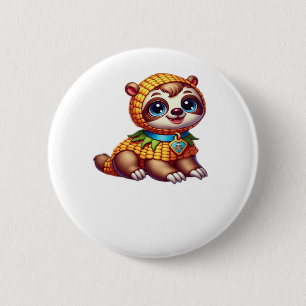 Corny Cuteness Halloween’s Sweetest Sloth Oversize 2 Inch Round Button