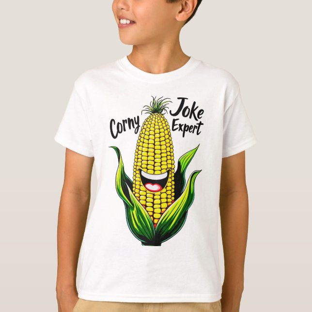 Corny Joke Expert: Fun & Whimsical Corn Graphic  T-Shirt (Front)