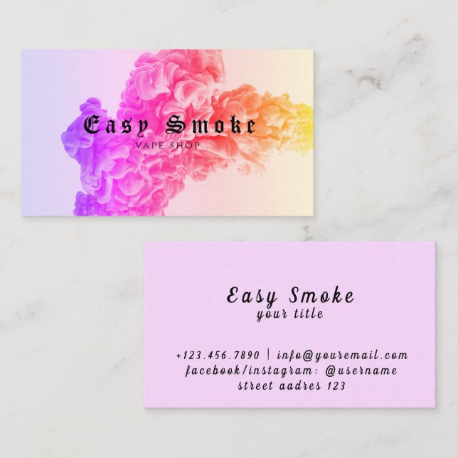 Corolful Smoke Vape Shop Carte de visite (Devant / Derrière)