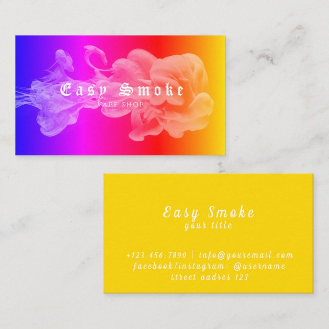 Corolful Smoke Vape Shop Carte de visite (Devant / Derrière)