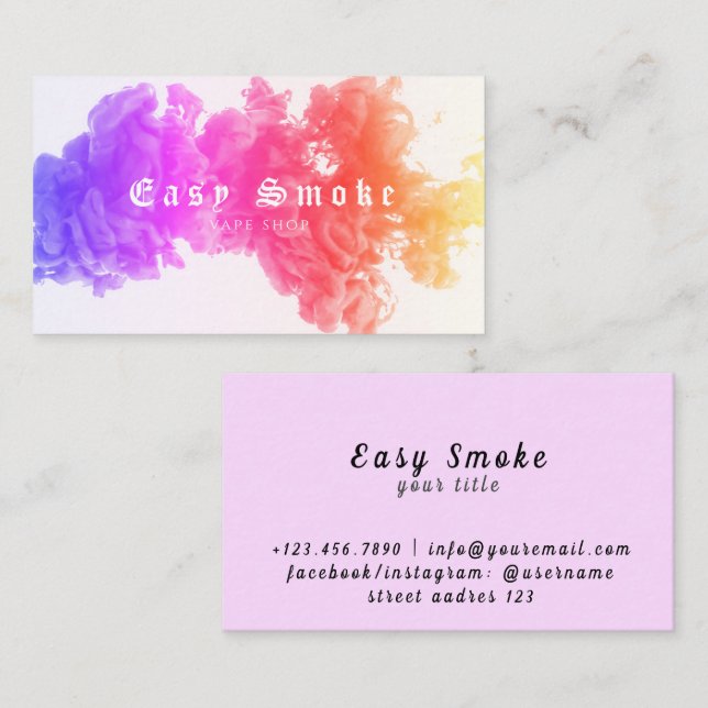Corolful Smoke Vape Shop Carte de visite (Devant / Derrière)
