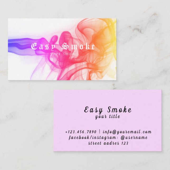 Corolful Smoke Vape Shop Carte de visite (Devant / Derrière)