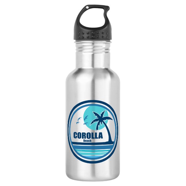 Corolla Beach North Carolina Palm Tree Birds 532 Ml Water Bottle (Front)