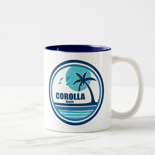 Corolla Beach North Carolina Palm Tree Birds Two-Tone Coffee Mug (Right)