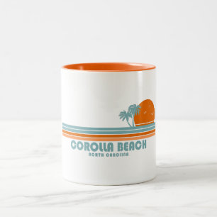 Corolla Beach North Carolina Sun Palm Trees Two-Tone Coffee Mug