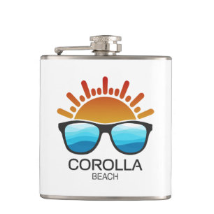 Corolla Beach North Carolina Sunglasses Hip Flask