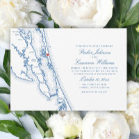 Corolla NC Map Elegant Navy Blue Wedding