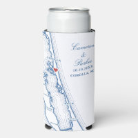 Corolla NC Map Elegant OBX Navy Blue Wedding Favor