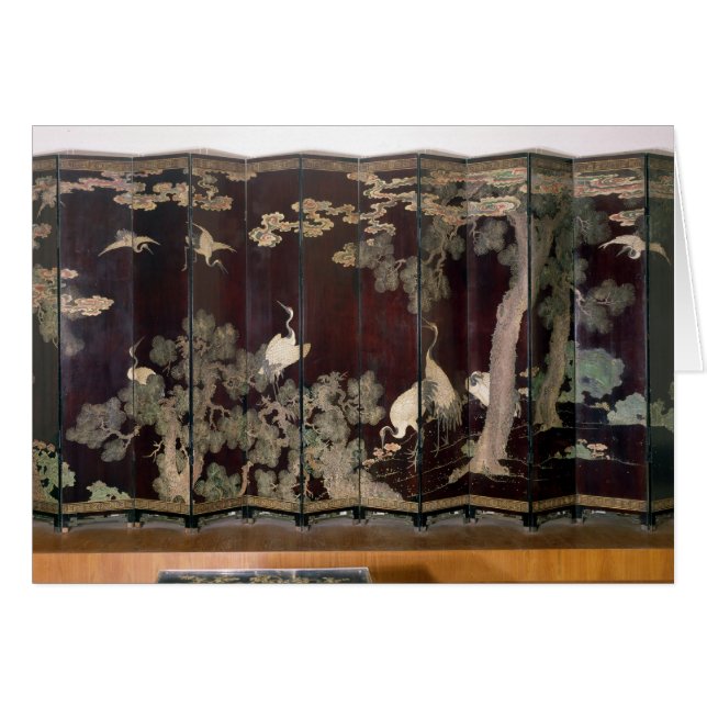 Coromandel screen depicting cranes (Front Horizontal)