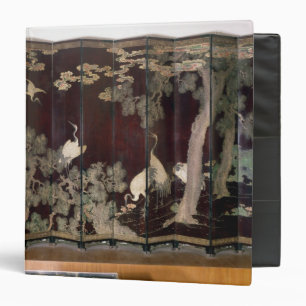 Coromandel screen depicting cranes binder